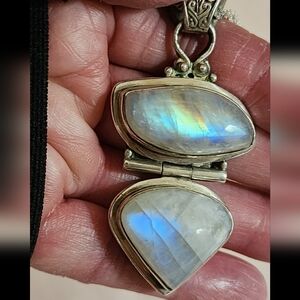 Vintage Rainbow Double Moonstone Necklace.